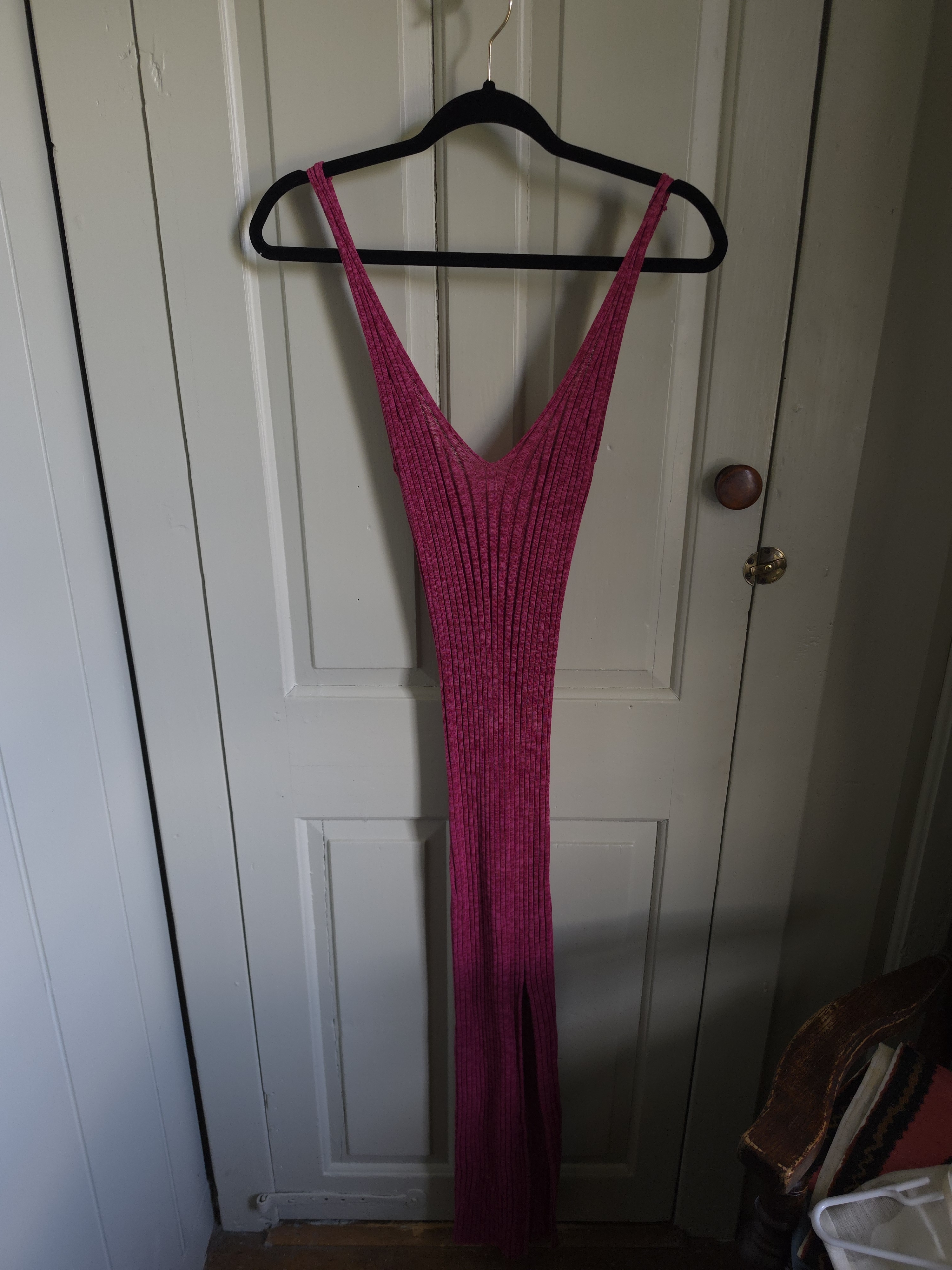 Paloma Wool Fuchsia Ribbed Knit Maxi Dress